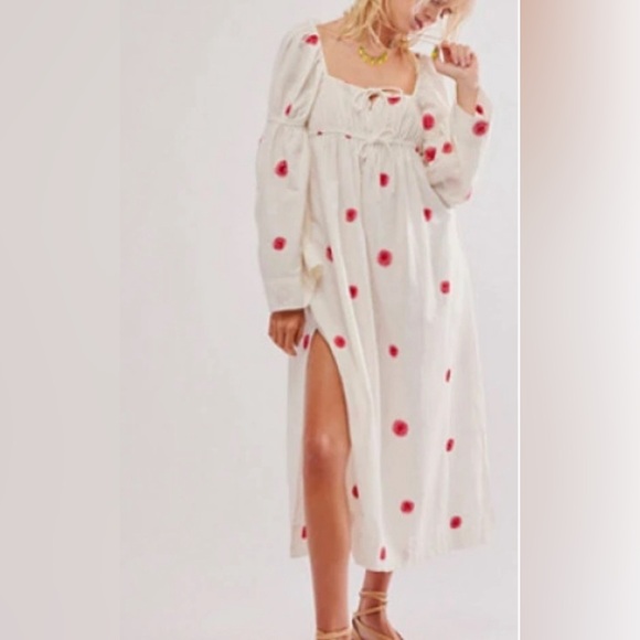 NWOT Free People Midi Babydoll Style Embroidered Dress - Picture 2 of 15